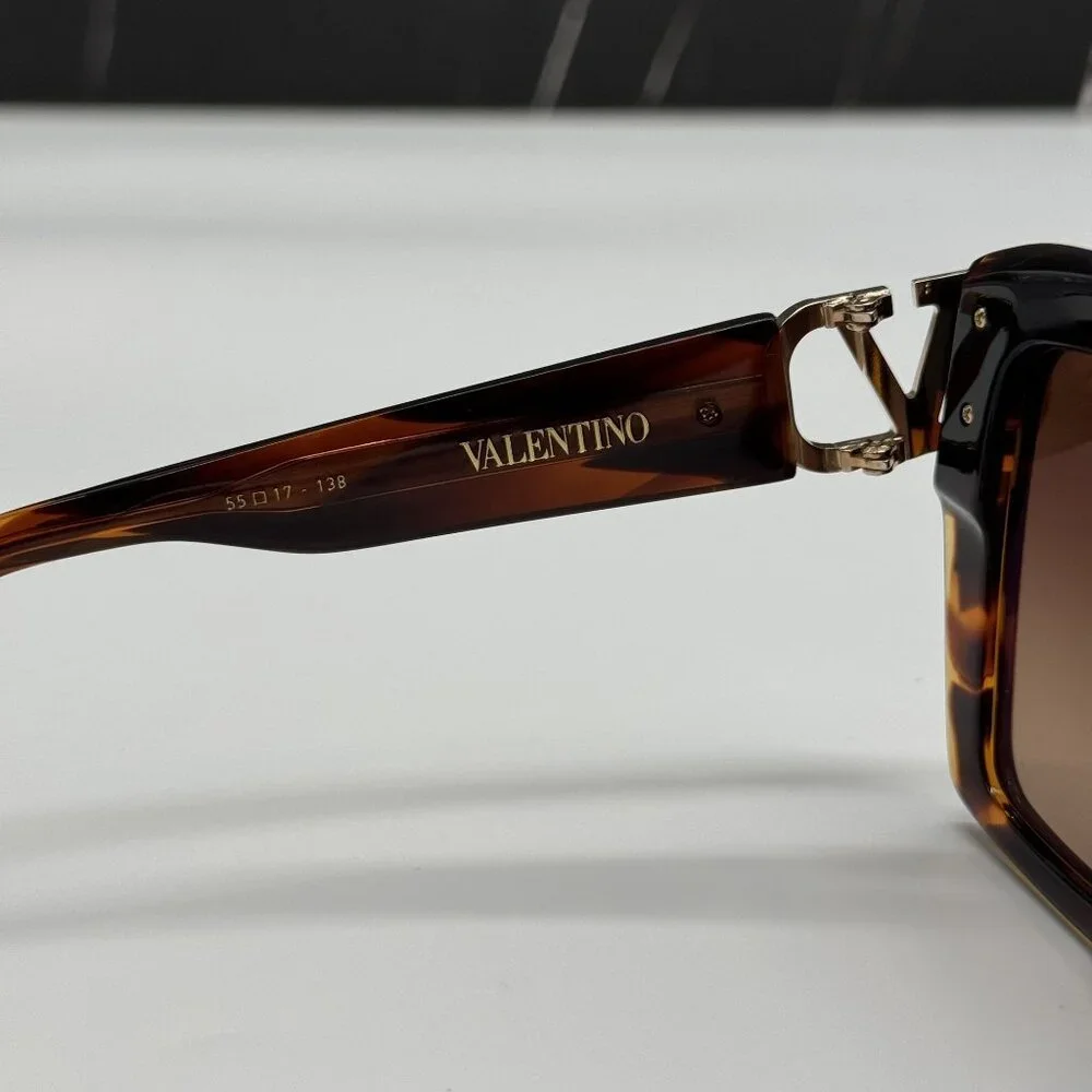 NEW VALENTINO VLS-107B HAVANA SQUARE SUNGLASSES VALENTINO